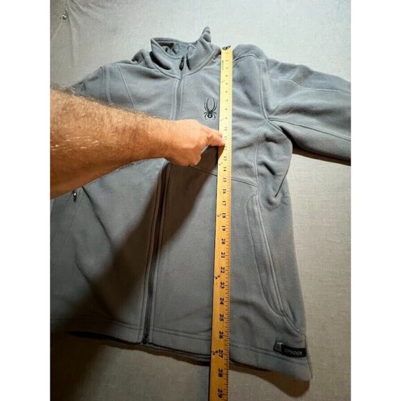 Spyder Fleece Jacket Adult Medium Gray Long Sleeve Full Zip Knit Sweatshirt Mens - Picture 13 of 14